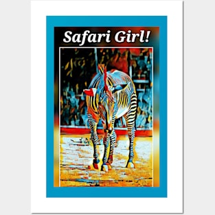 Safari Girl Zebra - Teal Posters and Art